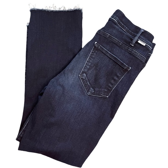 MOTHER The Hustler Ankle Fray Howling at the Disco Ball Dark Blue Denim Size 28 - Picture 8 of 14